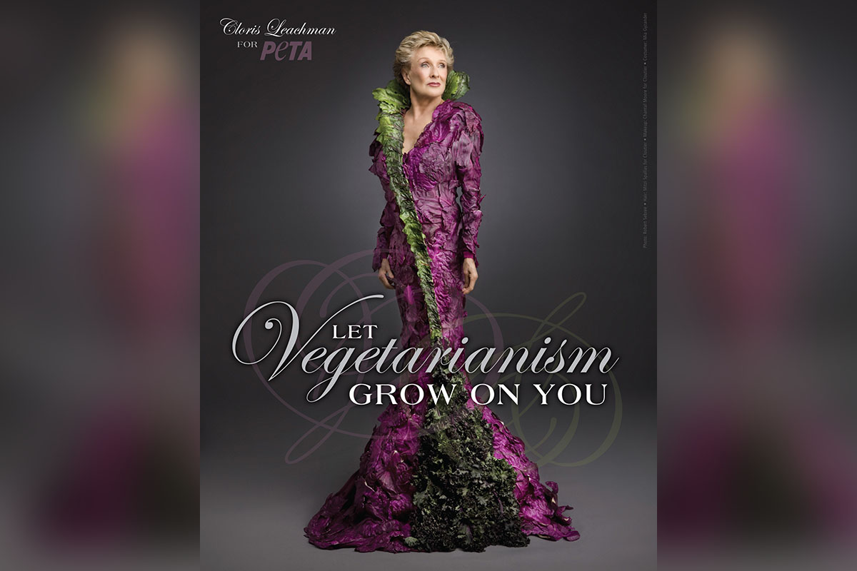 Schauspielerin Cloris Leachman im Salatkleid: „Let Vegetarianism Grow on You“
