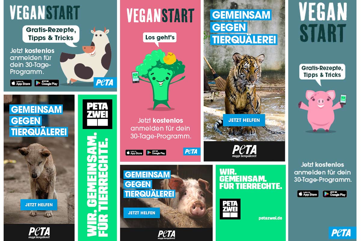 PETA Online-Banner – Helfen Sie den Tieren mit Ihrer Website