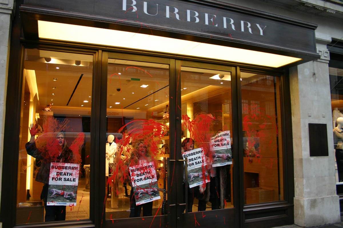 PETA UK protestiert bei Burberry gegen Pelz