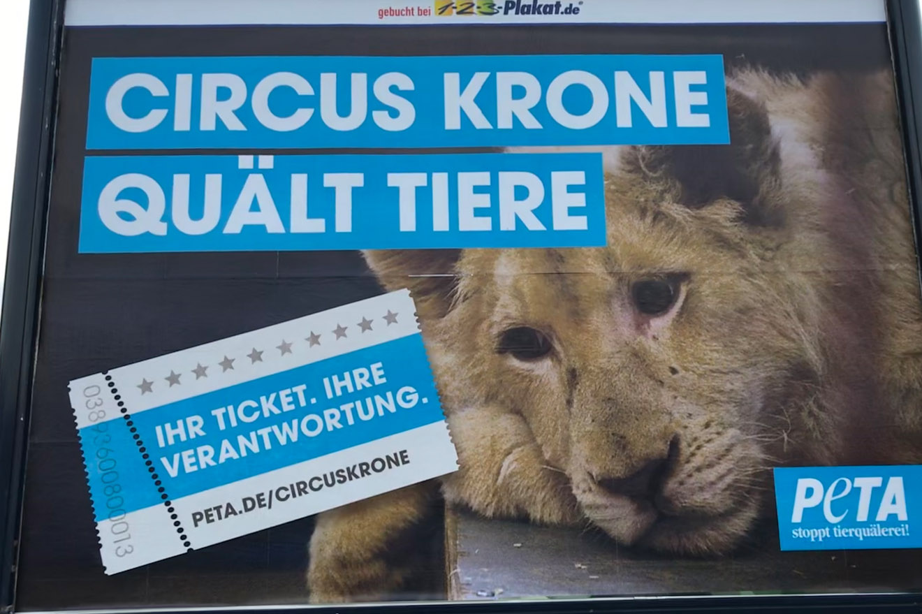 PETA Plakat zu Circus Krone