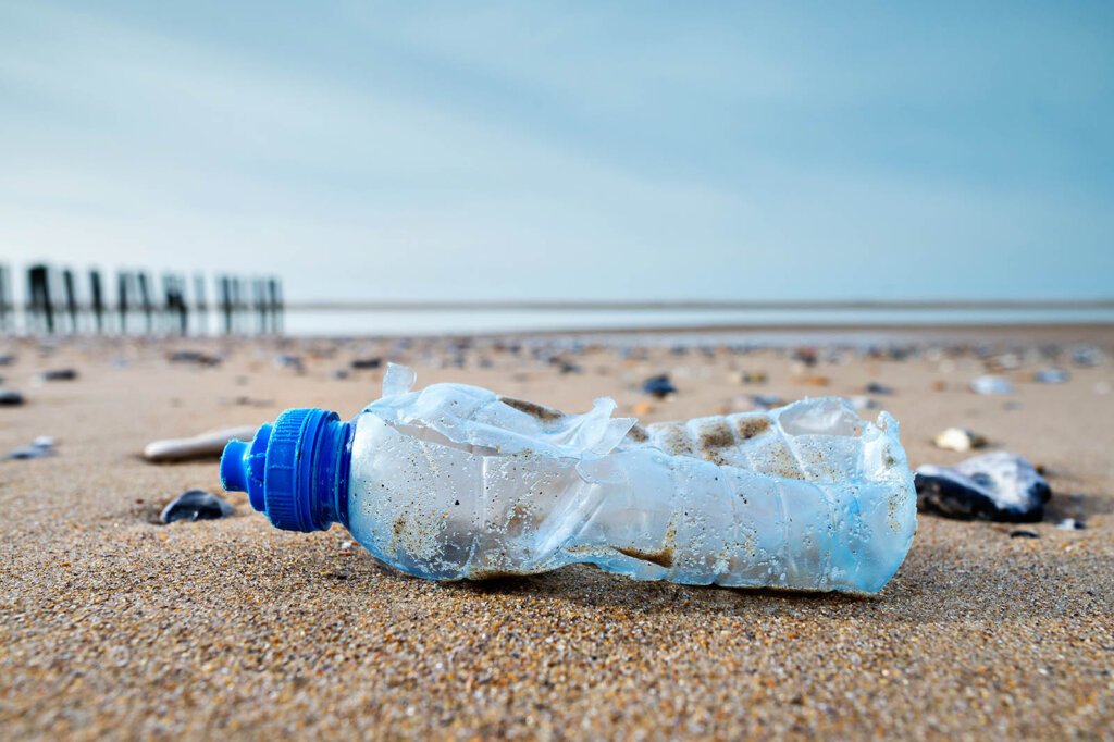 plastic bottle on the beach