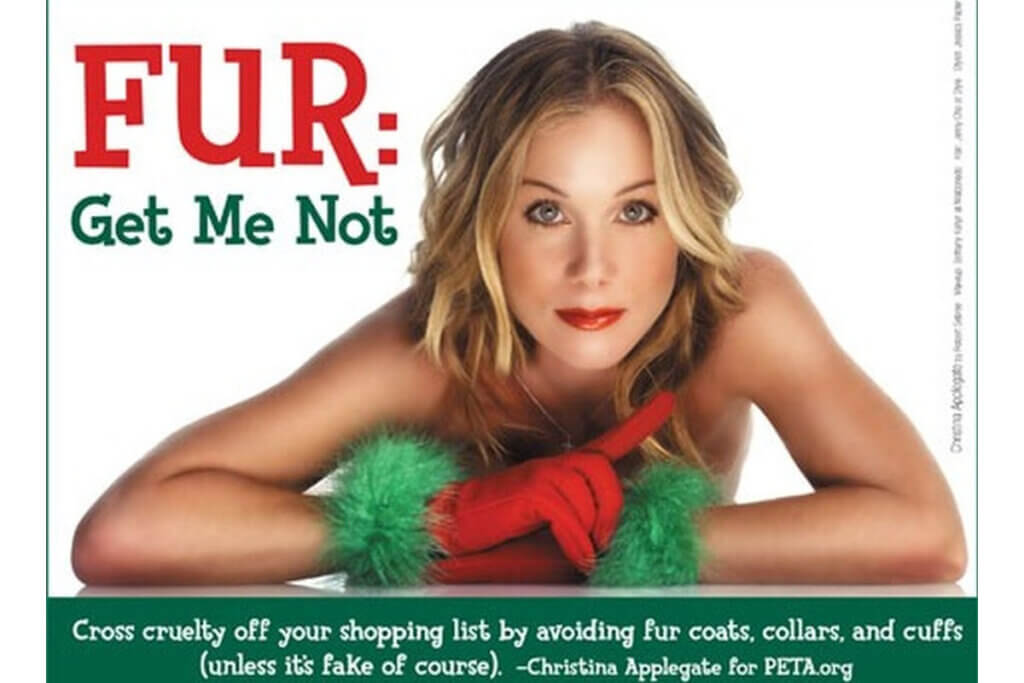 Christina Applegate Weihnachtskarte PETA