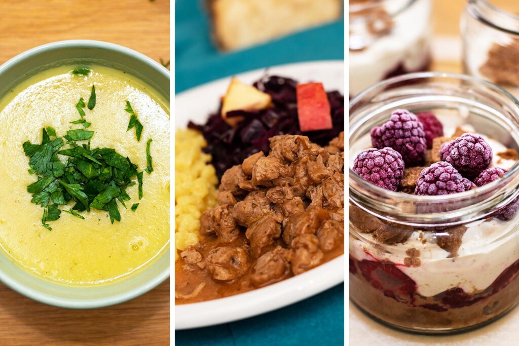 Collage veganes Weihnachtsmenue