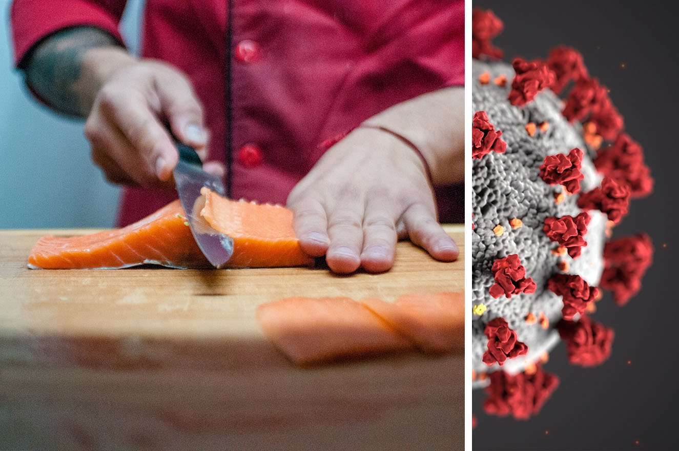Coronavirus auf Schneidebrett von Lachs nachgewiesen