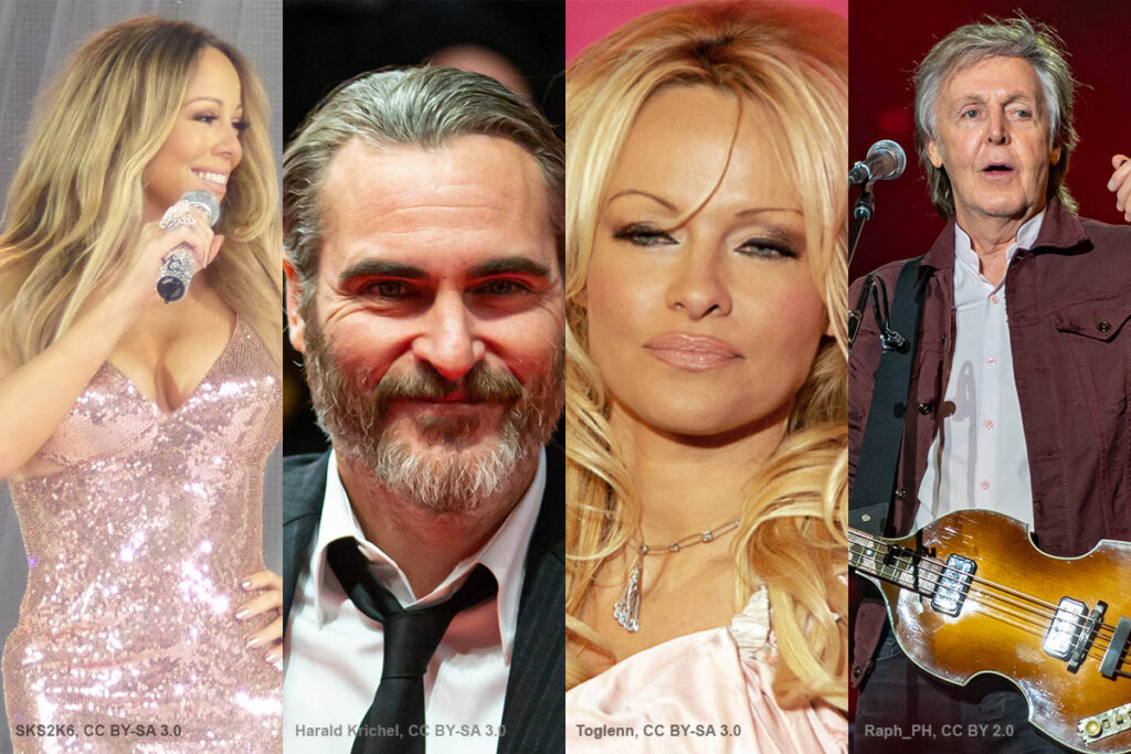 Collage Prominente Mariah Carrie Joaquin Phoenix Pamela Anderson Paul McCartney