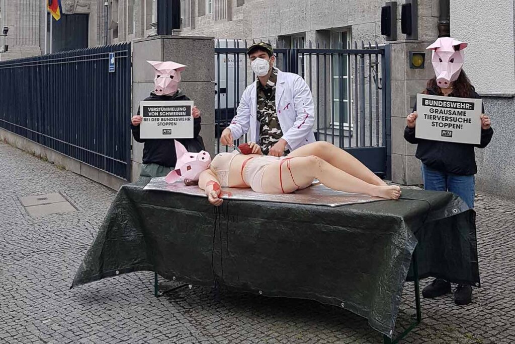 Aktion Protest auf der Straße gegen Tierversuche