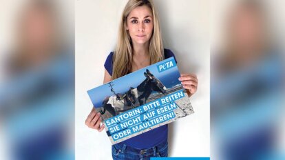 PETA Kampagne Tanja Lanäus für Santorin Esel