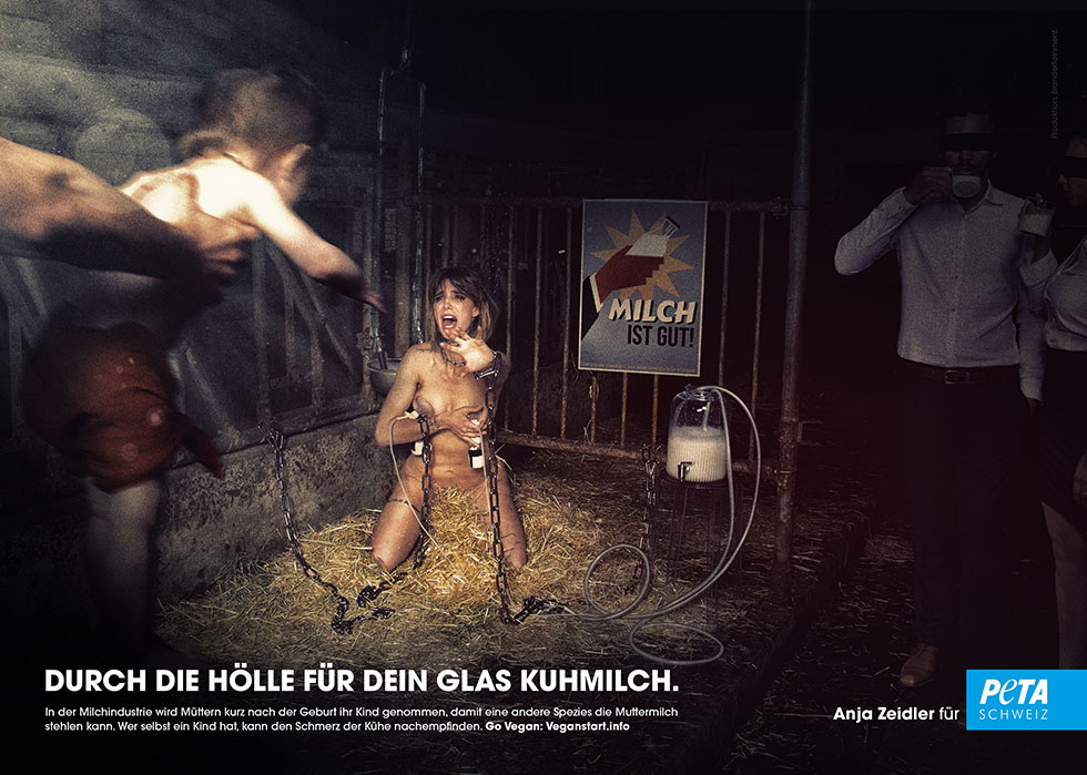 Neues PETA-Plakat mit Anja Zeidler zu brutal für die Schweiz?