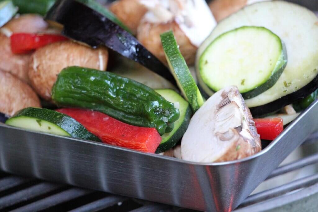 Vegetables in a grill bowl