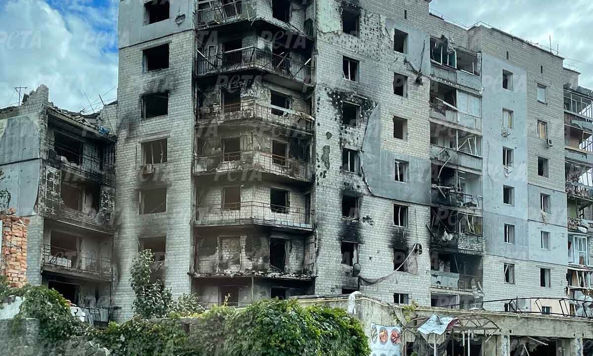 Zerbombtes Haus in Kiev Ukraine