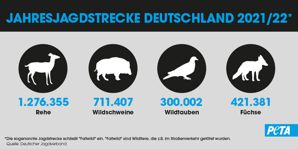 Grafik. Statistik wie viele Tiere in der Jagdaison getoetet werden.