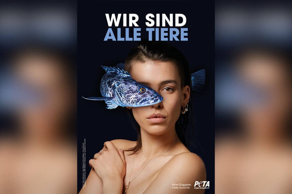 Alina Süggler im Motiv gegen Speziesismus