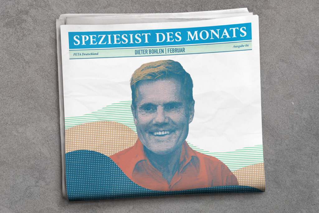 Grafik. Zeitung mit Titel Speziesismus des Monats. Dieter Bohlen