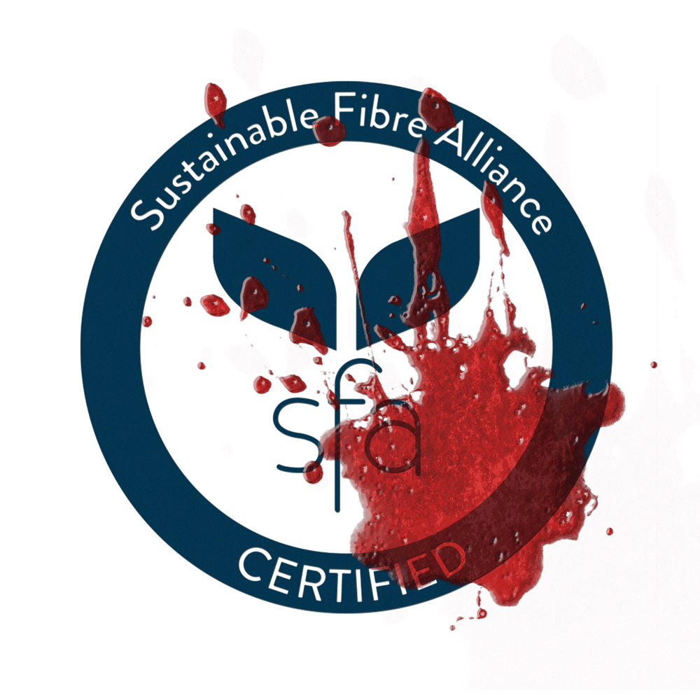 Blutiges Logo von Sustainable Fibre Alliance