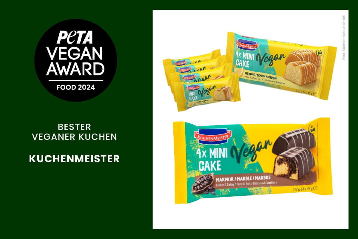 PETA Vegan Award Food Backwaren, Pflanzendrin, Aufstrich, Cerealien Kuchenmeister