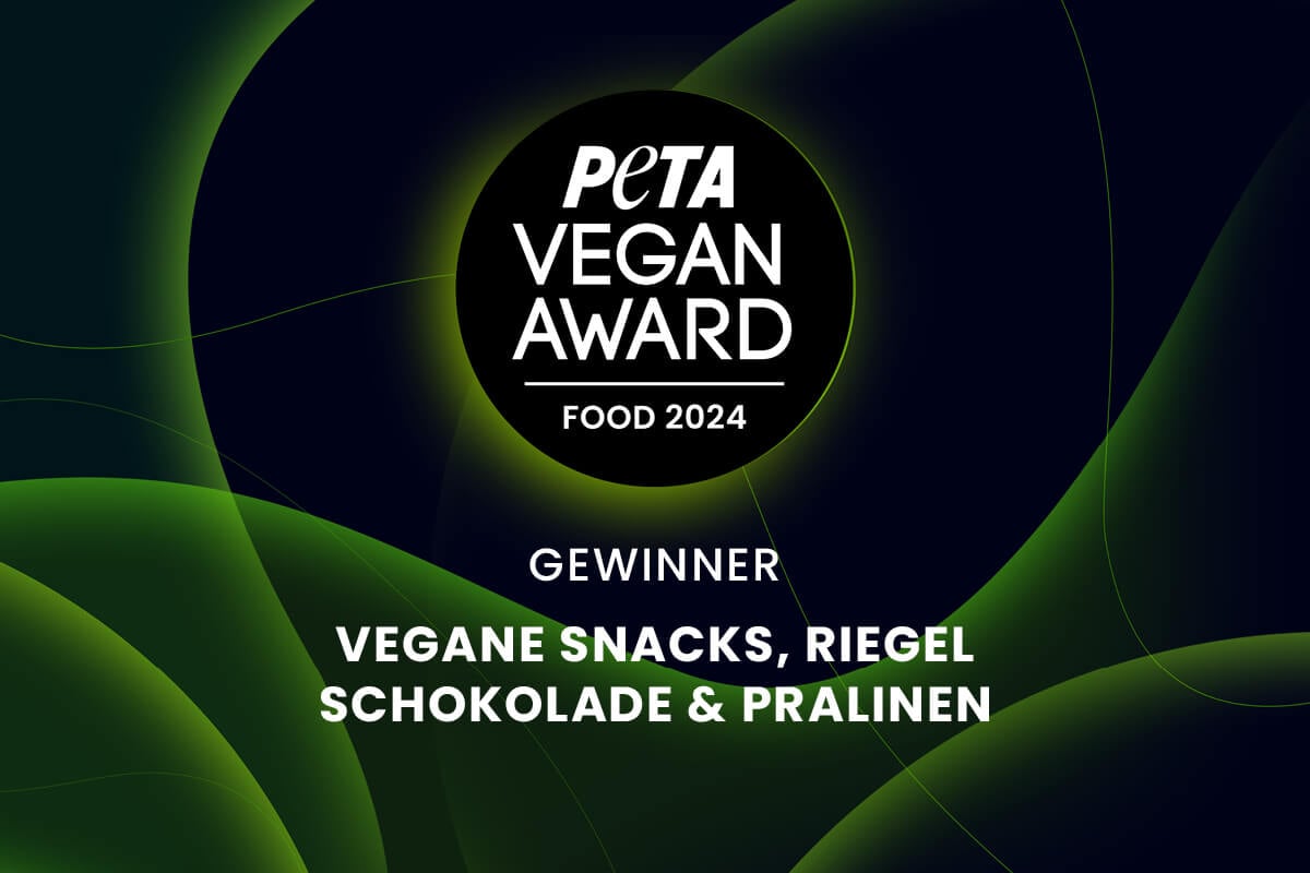 PETA Vegan Award Food Logo Snacks, Riegel, Schokolade, Pralinen