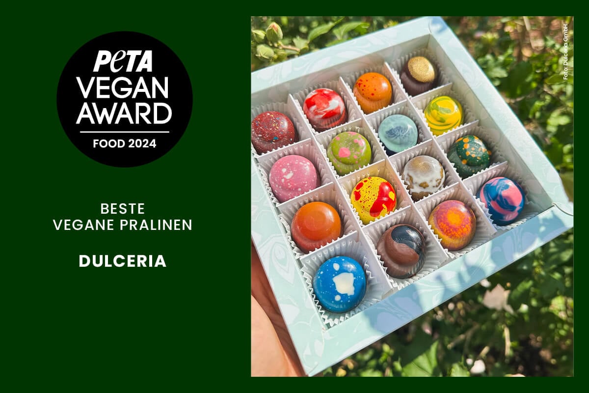 PETA Vegan Award Food Snacks, Riegel, Schokolade, Pralinen Dulceria