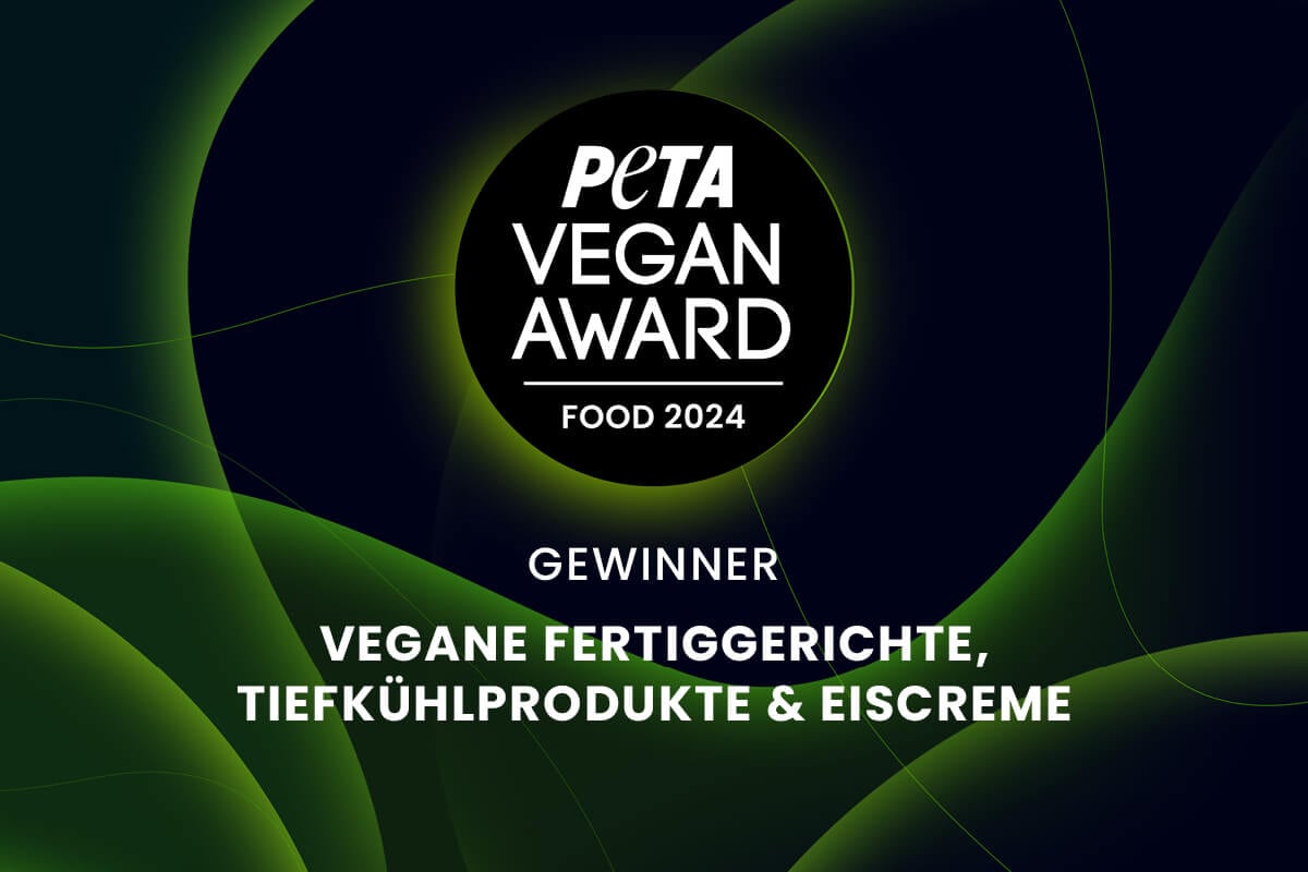 PETA Vegan Award Food Logo Fertiggerichte, TK-Produkte, Eiscreme