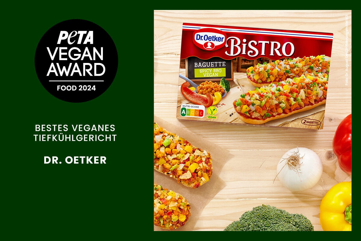 PETA Vegan Award Food Fertiggerichte, TK-Produkte, Eiscreme Dr. Oetker
