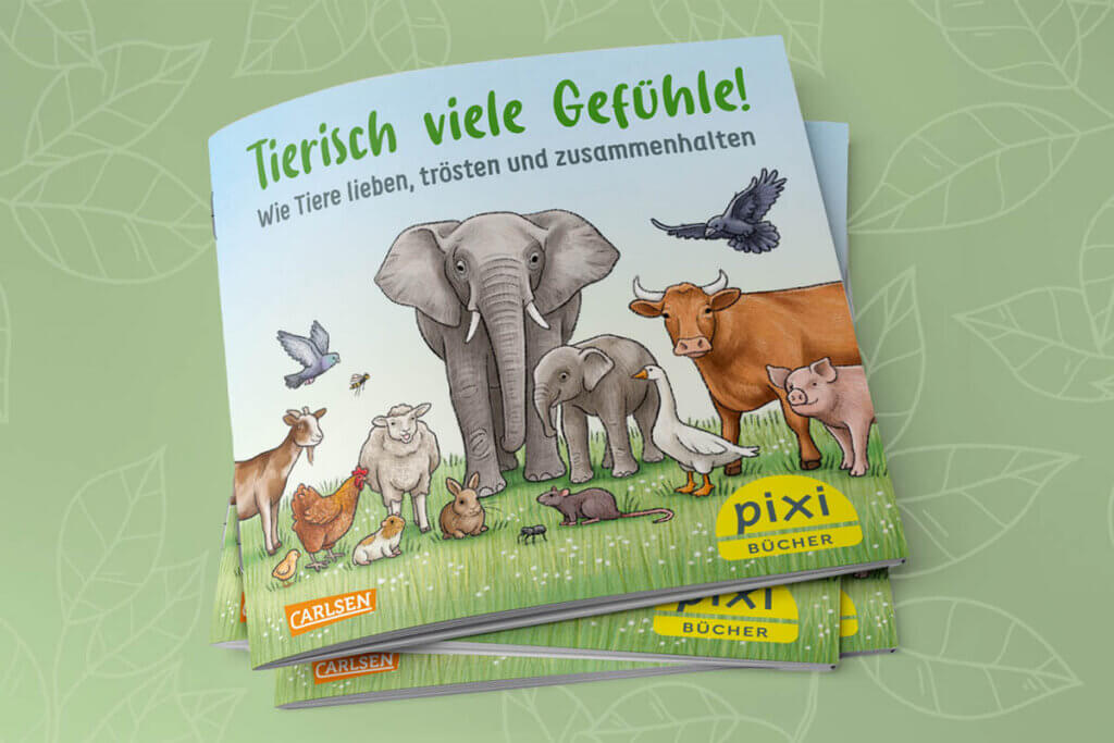 Das Pixi Buch - tierisch viele Gefühle mit einem Cover voller verschiedener Tiere, wie z.B. Elefent, Stier, etc.