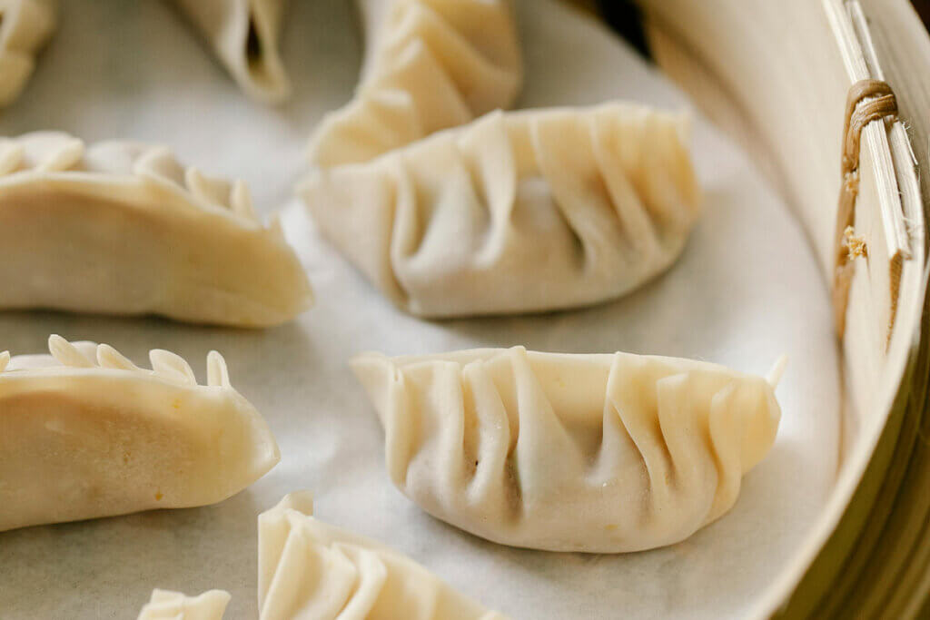 vegane Jiaozi Teigtaschen