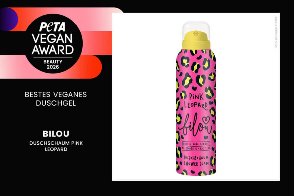 Gewinner PETA Vegan Award 2026 Bereich Beauty: Duschschaum Pink Leopard von bilou