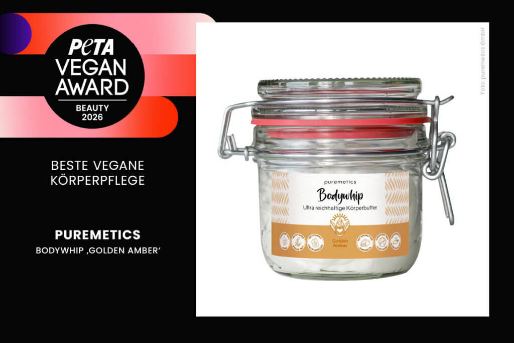 Gewinner PETA Vegan Award 2026 Bereich Beauty: BODYWHIP GOLDEN AMBER von puremetics
