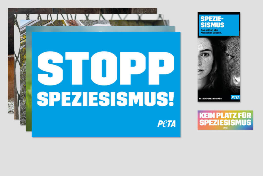 PETA DEMOPAKET mit Plakaten und Flyern zu Speziesismus