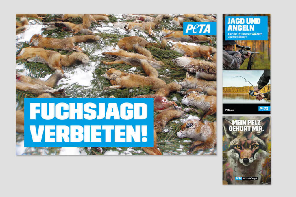 PETA DEMOPAKET mit Plakaten und Flyern zu Fuchsjagd