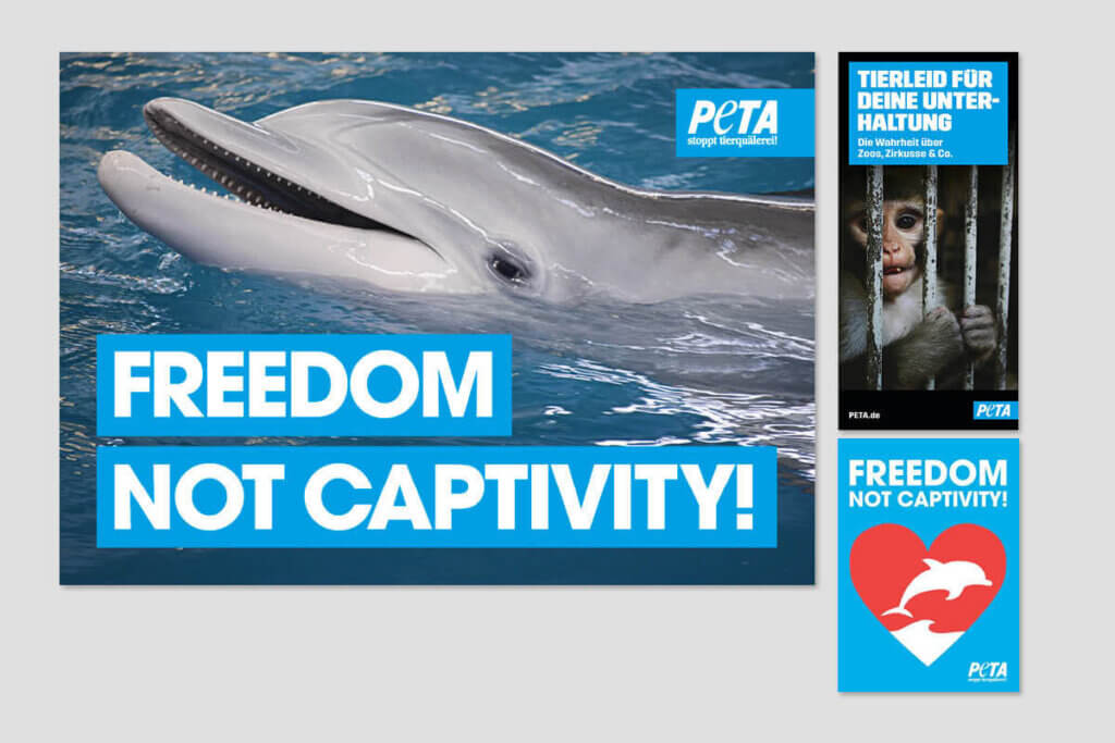 PETA DEMOPAKET mit Plakaten und Flyern zu Delfinarien