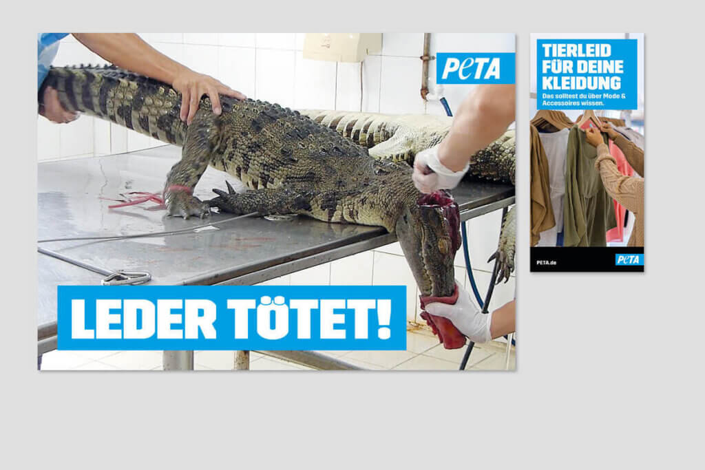 PETA DEMOPAKET mit Plakaten und Flyern zu Reptilienleder
