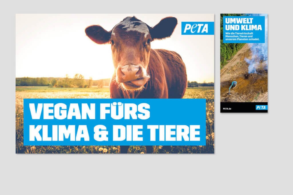 PETA DEMOPAKET mit Plakaten und Flyern zu Vegan für Klima und Tiere