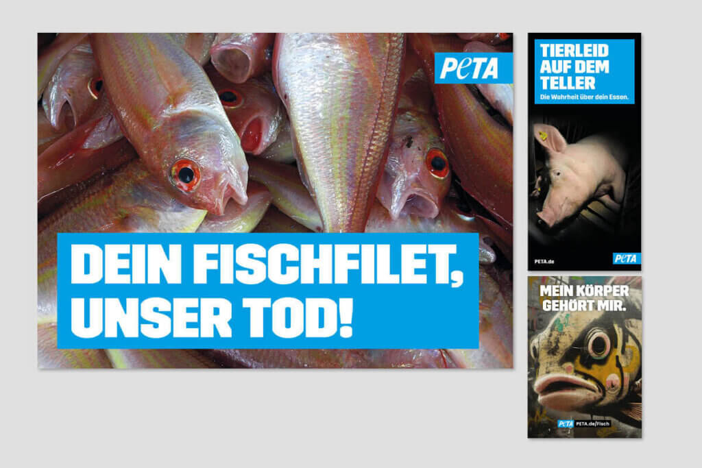 PETA DEMOPAKET mit Plakaten und Flyern zu Fischindustrie