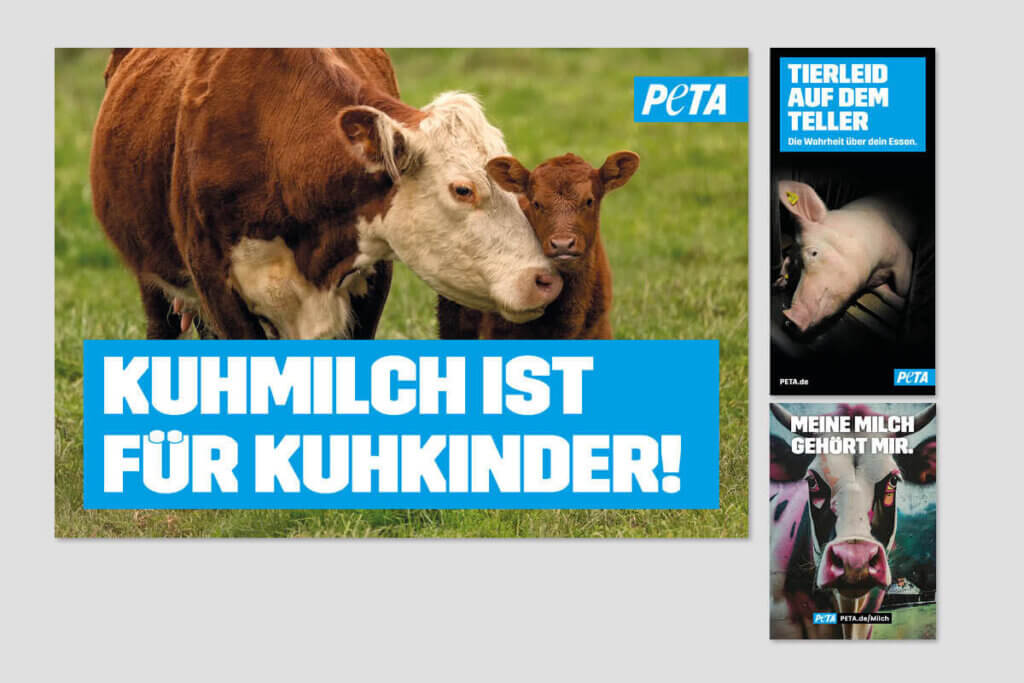 PETA DEMOPAKET mit Plakaten und Flyern zu Milch