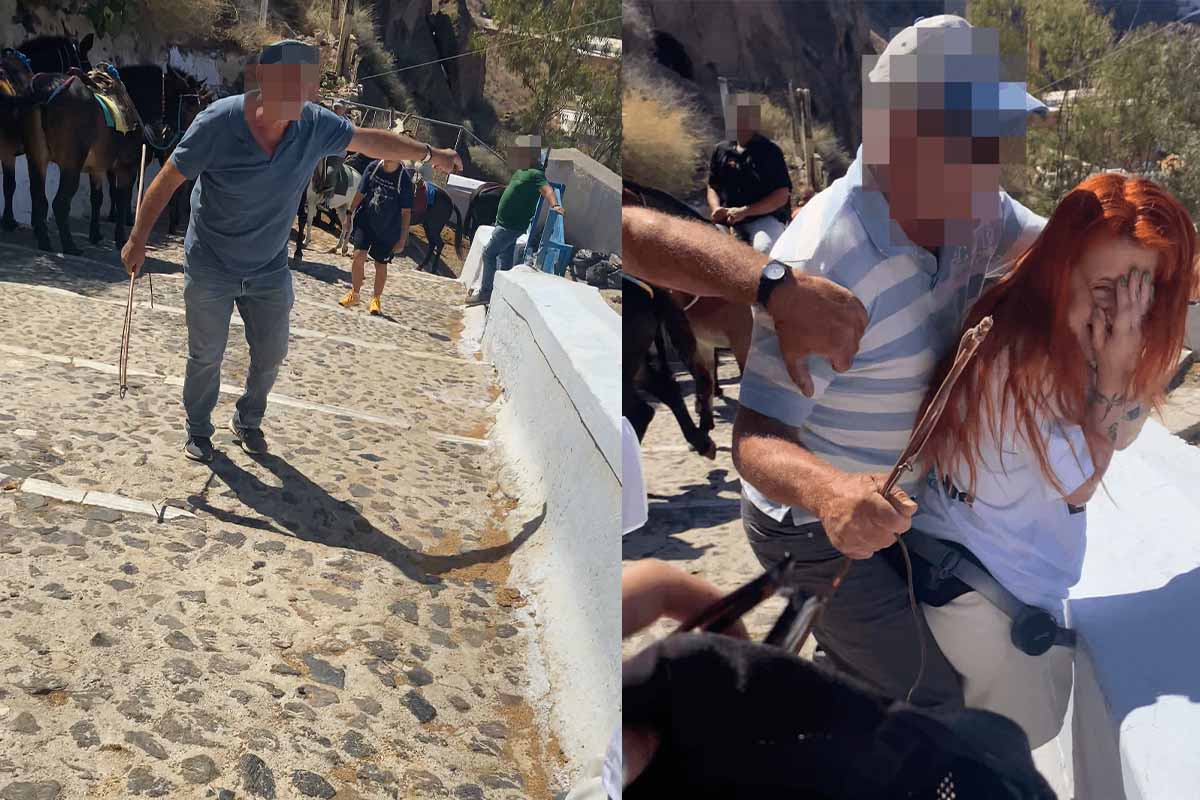 Angriff auf Peta-Aktivistinnen während der Aktion gegen Eselreiten auf Santorini