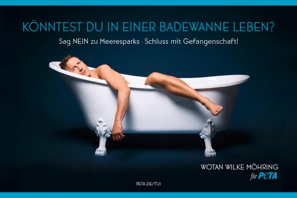 Schauspieler Wotan Wilke-Moehring in PETA-Motiv gegen Meereszoos